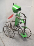 Metal Frog on Tricycle Plant Stand