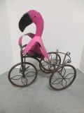 Pink Flamingo on Tricycle Metal Plant Stand