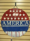 Painted Metal Round America Sign