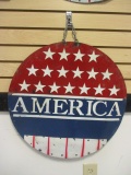 Painted Metal Round America Sign