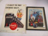 1995 Coca-Cola Sign Featuring Sprite and 1996 Ad in Frame