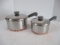 Revere Ware 1 Quart and 2 Quart Sauce Pans with Lids