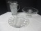 Glass Dessert Stand, Egg/Relish Plate and Anchor Hocking Wexford Pitcher