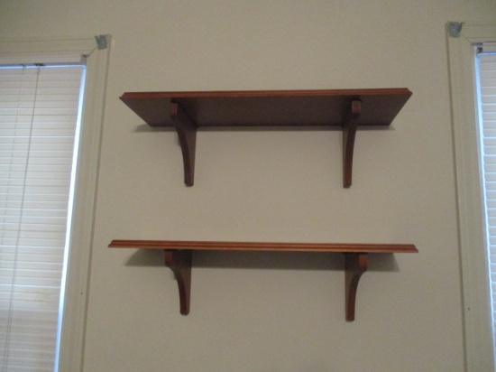 Pair of Wood Display Shelves