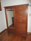 Wood Wardrobe with Mirrored Door