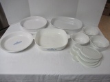 Eight Pieces of Blue Cornflower and French White Corning Ware