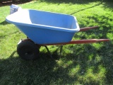 Jackson Heavy Duty Blue Plastic Tub Wheel Barrow with Wood Handles