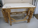 Wood Work Table with Storage Racks