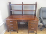 Oak Desk with Bookcase Hutch