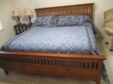King Size Mission Style Bed with Wood Rails