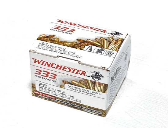 NIB 333rds. of .22 LR Winchester 36gr. Ammunition