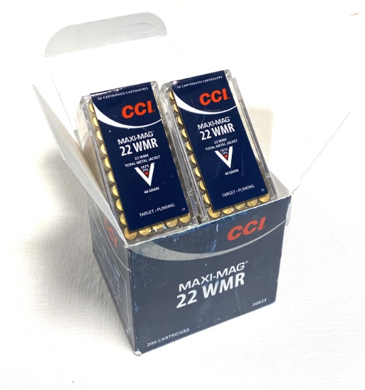 NIB 200rds. of .22 WMR Maxi-Mag CCI Ammunition