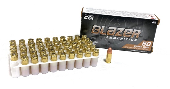 NIB 50rds. 9mm 115gr. FMJ Blazer Brass Ammunition