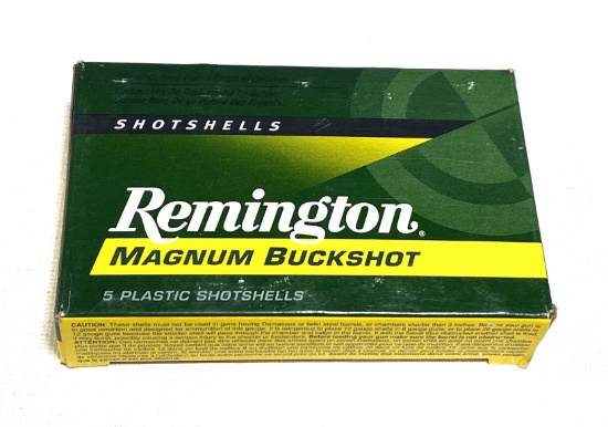 NIB 5 Shells - 12 GA. 3" Magnum Buckshot - Remington 00BK Ammunition