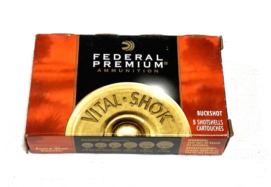 NIB 5 Shells - 12 GA. 2-3/4" Buckshot - Federal Premium 00 Buck Ammunition