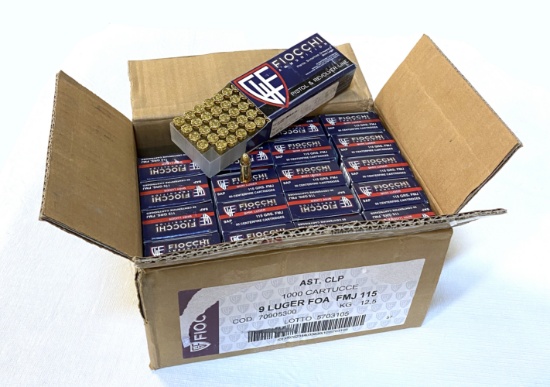 NIB 1000rds. of Fiocchi 9MM LUGER 115gr. FMJ Brass Ammunition