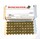 NIB 50rds. of Winchester .45 AUTO 230gr. FMJ Brass Ammunition