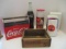 Coca-Cola Utensil Caddy, Napkin and Straw Dispensers, Wood Tray, 1 Pt. 10 Oz. Bottle