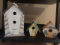 Three Bird Houses - Lighthouse, Flowers, Copper Finish Roof