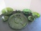 Vintage Green Glassware - Divided Tray, Bowls, Salt/Pepper Shakers