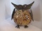 Pottery Owl Votive Holder with Metal Face