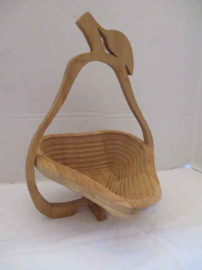 Wood Cut Pear Shaped Collapsible Basket