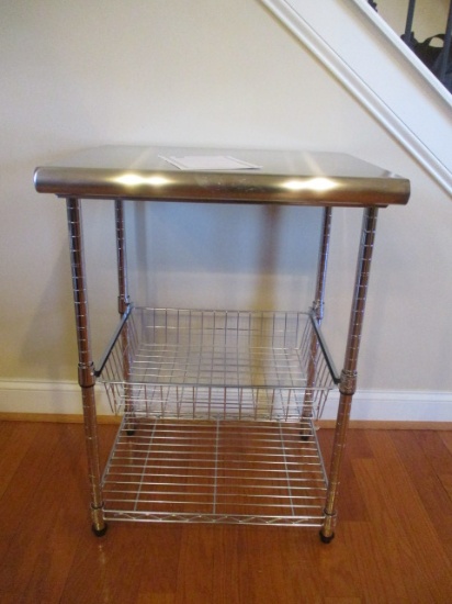 Seville Classics Stainless Steel Work Table with Bottom Shelf and Center Basket