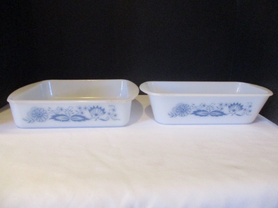 Vintage Baking Pans with Blue Floral Pattern