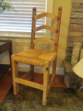 Ladder Back Wood Chair with Rush Seat