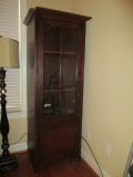Mission Style Entertainment Lighted Curio Cabinet with Glass Door