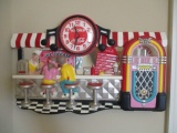 Coca-Cola Soda Fountain with Jukebox Battery Operated Wall Clock