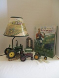 The Big Book of John Deere Tractors, John Deere Lamp, Fan Pull, Thermometer, 2 Model Tractors