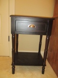 One Drawer Black Side Table