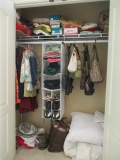 Closet Contents - Ladies' Purses, Shoes, Towels, Bedding, Decorative