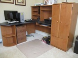Bush Furniture L-Shaped Desk, Two Drawer File Cabinet, and Floor Protector