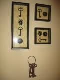 Decorative Skeleton Keys on Rings and Three Mounted Keys Wall Art