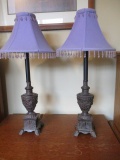 Pair of Lamps with Purple Shades