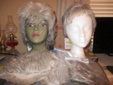 Five Ladies' Wigs and Two Styrofoam Heads