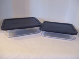 Two Pyrex Glass Storage with Plastic Lids