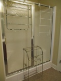 Two Over the Door Towel Racks and One Metal Stand