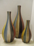 Set of Three Striped Vases