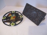 Cast Iron Bacon Press and Rooster Trivet