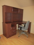 L Shaped Desk with Hutch and Rolling Office Chair