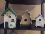 Three Bird Houses - Cottage, Canoe Shape, Sea Shells