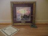 Sunrise by Thomas Kinkade Library Edition Lithograph and Cross Sculpture