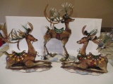 Three Holiday Metal Reindeer Statues