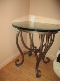 Round Metal Frame Table with Glass Top