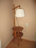 Vintage George B. Bent Co. Two Tier Table Three Le Floor Lamp