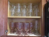 10 Pink Duratuff Glasses and 12 Heavy Glass Goblets