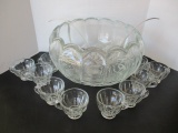 Punch Bowl with 12 Cups and 2 Plastic Ladles